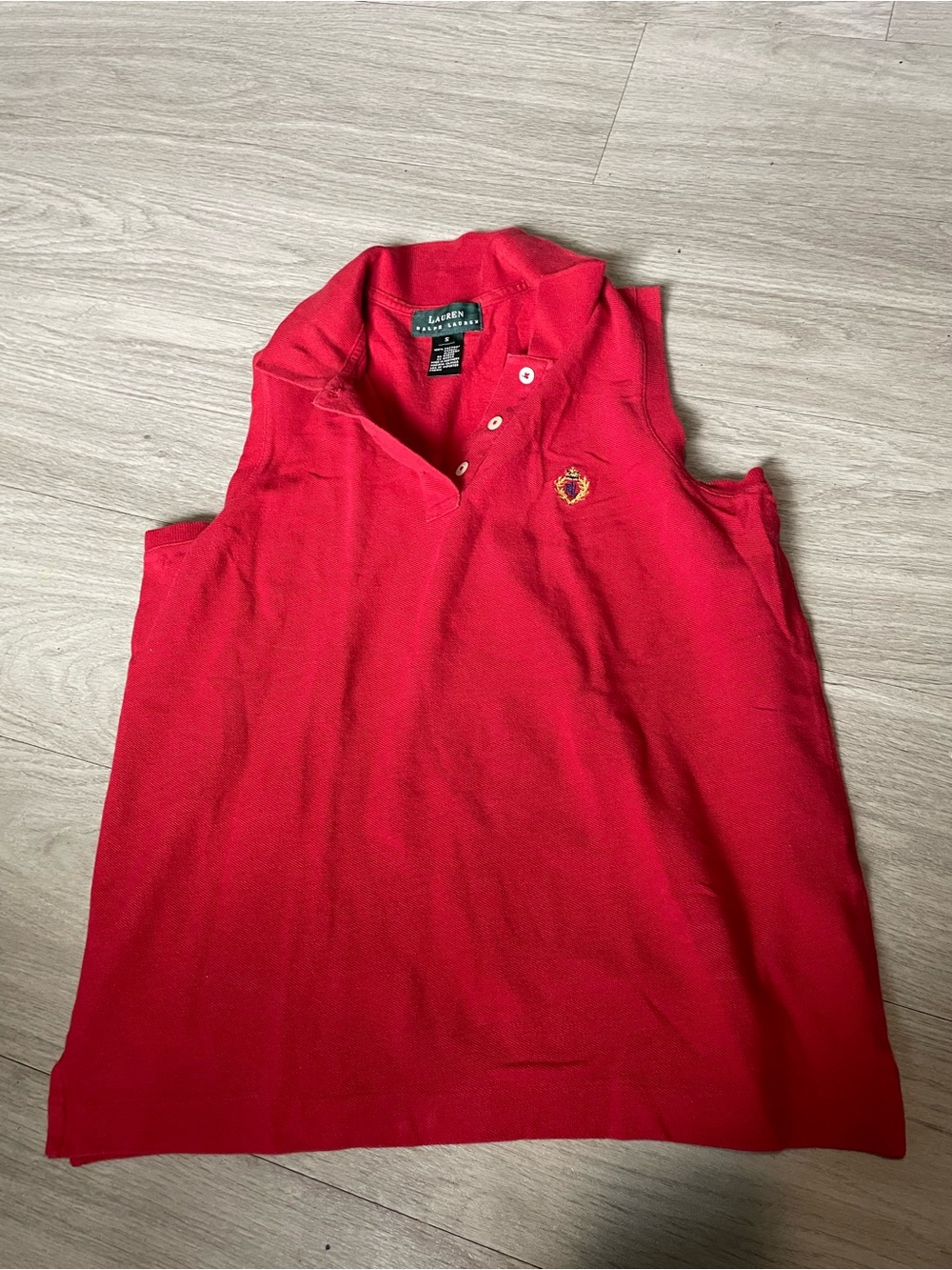 Lauren Ralph Lauren Red Sleeveless Polo Tank with Embroidered Crest